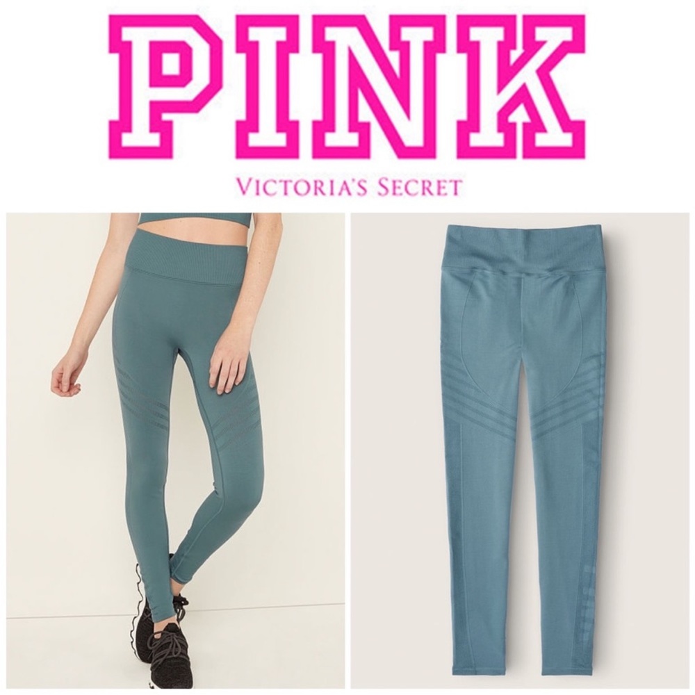 Victoria's Secret Pink Active Smokey Teal colored Seamless High Waist Leggings S